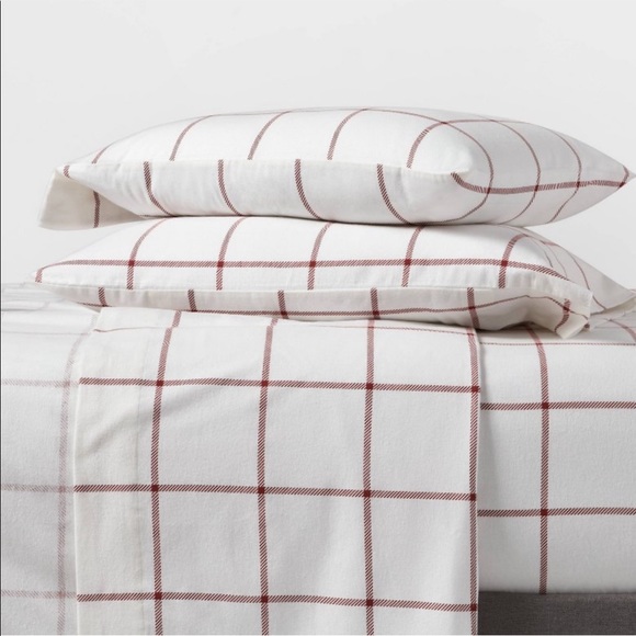Threshold Bedding Nwt Threshold Full Sz Flannel Sheet Set Redwhite